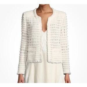 $545 IRO Startle Open-front Long-sleeve Open-knit Jacket In Ecru S Size 34